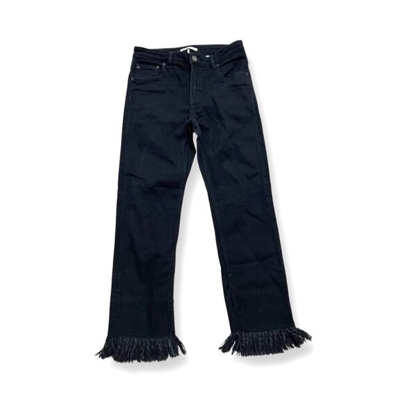 Maje black trim fringe cropped jeans size 40 - Picture 1 of 3